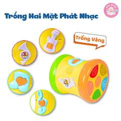 Trống đồ chơi hai mặt phát nhạc cho bé Goodway Drum GW3501C, Đồ Chơi Âm Nhạc An Toàn Cho Bé Từ 12 Tháng Tuổi