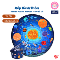 Đồ Chơi Xếp Hình Puzzle MIDEER Dạng Hộp Tròn - 04 Chủ Đề Khu Rừng, Vũ Trụ, Động vật và Đại dương (150 Mảnh Ghép)