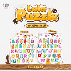 Bộ núm ghép hình gỗ song ngữ Lalapuzzle - Lalala Baby