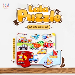 Bộ núm ghép hình gỗ song ngữ Lalapuzzle - Lalala Baby