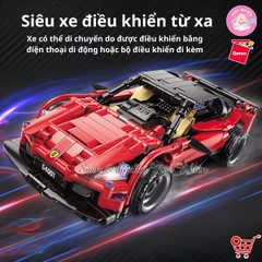 Đồ Chơi Xếp Hình Lắp Ráp Xe Đua Điều Khiển Từ Xa Qman 54001 - Siêu xe màu đỏ (425 chi tiết)