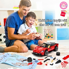 Đồ Chơi Xếp Hình Lắp Ráp Xe Đua Điều Khiển Từ Xa Qman 54001 - Siêu xe màu đỏ (425 chi tiết)