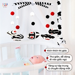 Combo Bộ Đồ chơi Treo Nôi Cũi Tự Động Quay có Phát Nhạc + 2 cục Pin tiểu 2A - Lalala baby