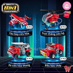 Đồ chơi lắp ráp, xếp hình Qman 1805 - Biệt đội xe cứu hỏa (313 mảnh ghép)