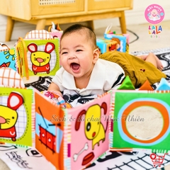 Sách Vải ZicZac Đa Tương Tác Kiêm Đồ Chơi Quây Cũi Kích Thích Thị Giác Cho Trẻ Sơ Sinh (Zigzag Card) - Lalala Baby