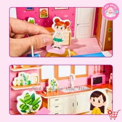 Đồ chơi xếp hình lắp ráp 3D bằng giấy - Set 04 căn phòng bé gái nội thất siêu xinh - Nhà tắm, nhà ăn, phòng ngủ, khách