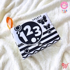 Sách vải mini kích thích thị giác cho bé sơ sinh 0 đến 12 tháng - Thương hiệu Lalala Baby - 8 trang kích thước 12x11 cm