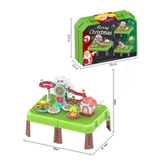 Bàn lắp ráp cầu trượt xoay ông già Noel - đồ chơi giáng sinh xếp hình đa năng cho bé trai gái từ 2 3 4 5 tuổi, quà giáng sinh cho bé