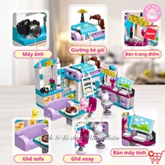 Đồ chơi lắp ráp Qman 4801 - Phòng của bé gái (194 mảnh ghép) - Dành cho bé từ 6 tuổi