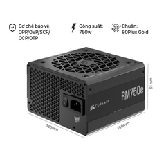 Nguồn máy tính Corsair RM750e - 80 Plus Gold - Full Modular (750W)