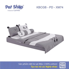 Bộ mền ga gối Panda (ga, mền, 2 vỏ gối nằm, vỏ gối ôm). Size: 3XL(180x200cm)