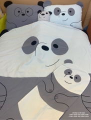 Bộ mền ga gối Panda (ga, mền, 2 vỏ gối nằm, vỏ gối ôm). Size: 3XL(180x200cm)