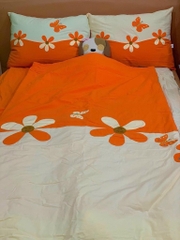 Bộ mền ga gối hoa bướm (ga, mền, 2 vỏ gối nằm, vỏ gối ôm). Size: 2XL(160x200cm)