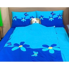 Bộ mền ga gối hoa bướm (ga, mền, 2 vỏ gối nằm, vỏ gối ôm). Size: 2XL(160x200cm)