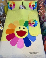 Bộ mền ga gối Hoa Kiki Kaikai (ga, mền, 2 vỏ gối nằm, vỏ gối ôm) 2XL (160x200)