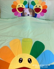 Bộ mền ga gối Hoa Kiki Kaikai (ga, mền, 2 vỏ gối nằm, vỏ gối ôm) 2XL (160x200)