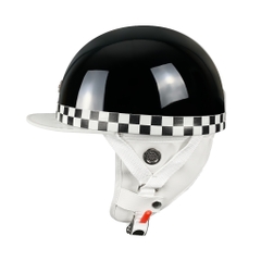 Mũ bảo hiểm nửa đầu 1/2 Napoli - Varo Helmet Bosozoku Style vintage phong cách cổ điển màu trắng bóng viền trắng