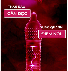 Bao cao su Feel 4 IN 1 kéo dài thời gian - Hạt nổi - 12 cái