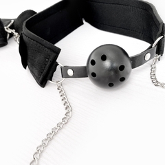Khóa hàm và tay thêm kẹp ti BDSM - Ball gag and handcuffs