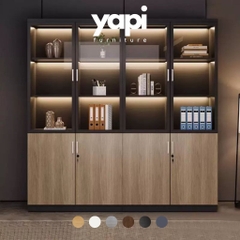 Tủ Tài Liệu Cánh Kính Có Đèn LED Cho Văn Phòng 240x40x200cmYapi-TTL004
