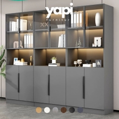 Tủ Tài Liệu Nhiều Ngăn Kết Hợp Cánh Kính Cho Văn Phòng 120x42x200cm Yapi-TTL003