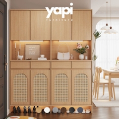 Tủ Giày Cánh Mây Kèm Ngăn Kéo Có Đèn Led Sang Trọng 160x35x200cm Yapi-342