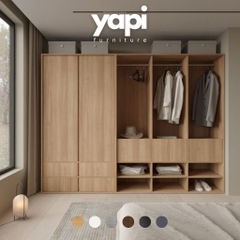 Tủ Lưu Trữ, Tủ Quần Áo Cỡ Lớn Kích thước 263x59x200cm Bằng Gỗ MDF Yapi-222
