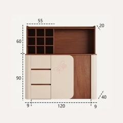 Tủ Trang Trí Bo Cong Kem Ô Vuông Decor Hiện Đại 138x40x150cm Yapi-174
