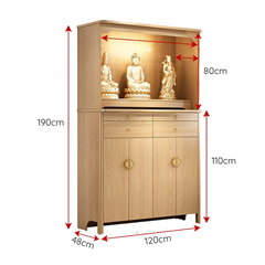 Tủ Thờ Phòng Khách Hiện Đại Tích Hợp Đèn LED Và Hộc Tủ Đa Năng 120x48x190cm Yapi-1213