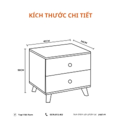 Tab đầu giường chân gỗ 2 ngăn kéo ĐÓNG SẴN 40x34x50cm YAPI-102