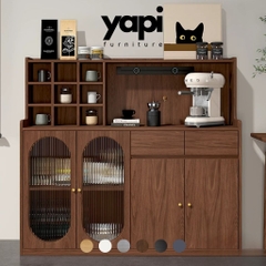 Tủ Bếp Đa Năng Cánh Kính Sóng Đựng Chén Đĩa 120x40x140cm Yapi-TB008