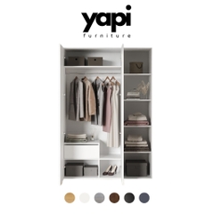 Tủ quần áo đa năng 2 cánh mở kèm kệ chứa 5 tầng 150x55x220cm LẮP ĐẶT TẠI NHÀ YAPI-207