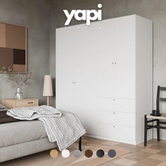 Tủ Quần Áo Thiết Kế Cánh Mở Kèm Hộc Tủ Bằng Gỗ MDF Nhập Yapi-214