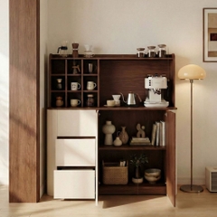 Tủ Trang Trí Bo Cong Kem Ô Vuông Decor Hiện Đại 138x40x150cm Yapi-174