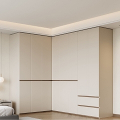 Tủ Quần Áo Chữ L Tone Trắng Kèm Tủ Phụ Gỗ MDF - Nội Thất Phòng Ngủ 260x180x240cm Yapi-253