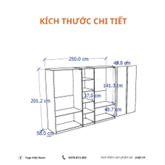 Tủ quần áo 3 gian tích hợp cỡ lớn  250x60x201cm LẮP ĐẶT TẠI NHÀ YAPI-209