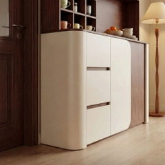 Tủ Trang Trí Bo Cong Kem Ô Vuông Decor Hiện Đại 138x40x150cm Yapi-174