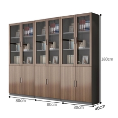 Tủ Tài Liệu Cánh Kính Gỗ MDF Thiết Kế Hiện Đại 240x40x180cm Yapi-TTL002