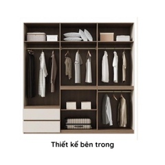 Tủ Quần Áo Chữ L Tone Trắng Kèm Tủ Phụ Gỗ MDF - Nội Thất Phòng Ngủ 260x180x240cm Yapi-253