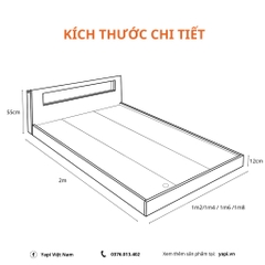 [Freeship Hà Nội] Giường Ngủ Tatami Cao 12cm Có Hộc Đầu Giường Gỗ MDF Nhập Khẩu Tự Lắp Tại Nhà Dễ Dàng GHC-9224