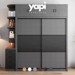Tủ Quần Áo Cửa Lùa Phong Cách Bắc Âu Kích thước 200x60x240cm (DxRxC) Bằng Gỗ MDF - Yapi-217
