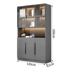 Tủ Tài Liệu Nhiều Ngăn Kết Hợp Cánh Kính Cho Văn Phòng 120x42x200cm Yapi-TTL003