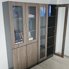 Tủ Tài Liệu Cánh Kính Gỗ MDF Thiết Kế Hiện Đại 240x40x180cm Yapi-TTL002