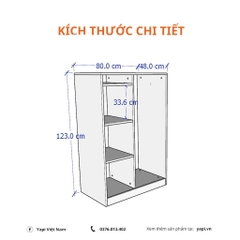 Tủ quần áo trẻ em không cánh cửa 80x48x123cm YAPI-206