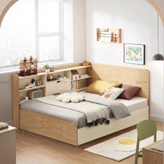 Giường Ngủ Gỗ Có Ngăn Để Đồ Kèm Kệ Sách Tiện Lợi Lắp Đặt Tận Nhà Yapi-512