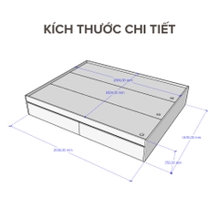 [FreeShip] Giường Ngủ 2 Hộc Kéo Không Đầu Giường LẮP ĐẶT TẬN NHÀ Yapi-507