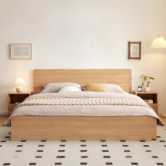 Giường ngủ gỗ cao 30cm có đầu giường thiết kế hiện đại Yapi-537