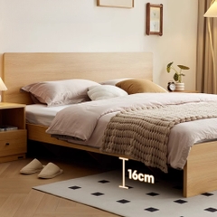 Giường ngủ gỗ cao 30cm có đầu giường thiết kế hiện đại Yapi-537