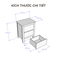 Tủ Đầu Giường Phong Cách Bắc Âu Gỗ MDF 54x38x66cm Yapi-112