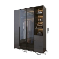 Tủ Quần Áo Gỗ MDF Cánh Kính Kết Hợp Bàn Trang Điểm Hiện Đại 200x50x240cm 242